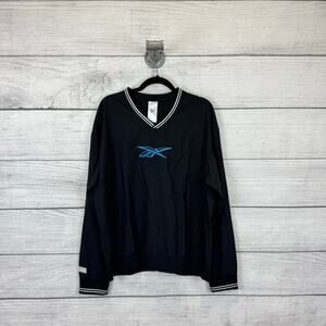 Reebok Men's Active Black Uniform Windbreaker V-Neck Pullover Size Medium